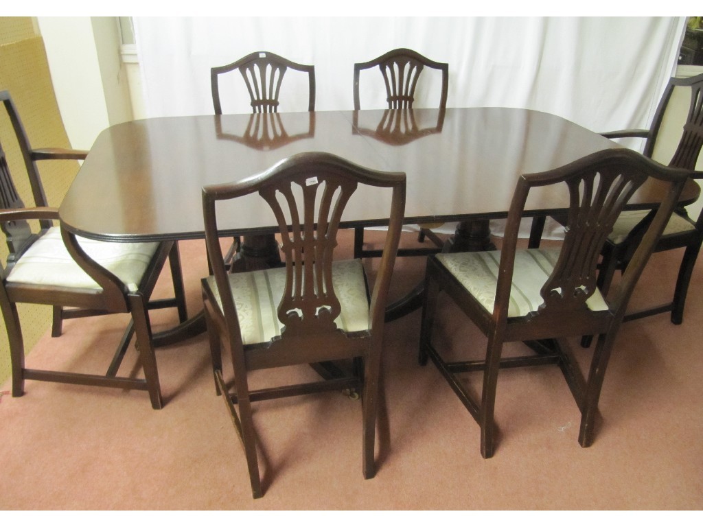 Appraisal: A late th century mahogany twin pedestal dining table the