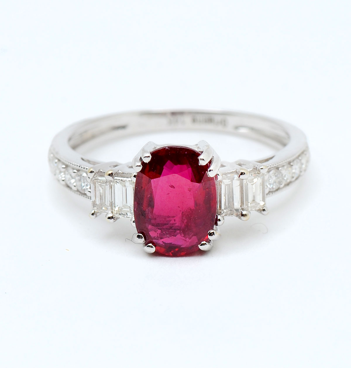 Appraisal: K CT NO HEAT RUBY DIAMOND RING CT unheated ruby