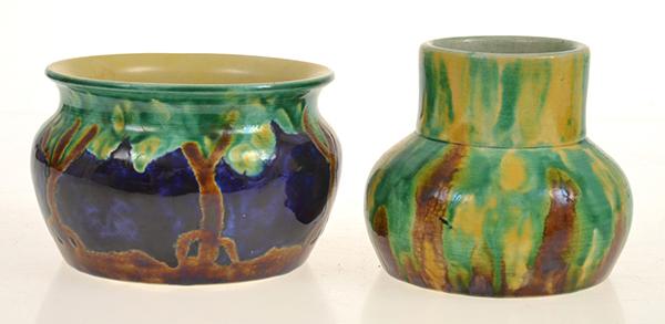 Appraisal: TWO MABEL BLANCHE GIBSON POTTERY VASES HIGHEST CM