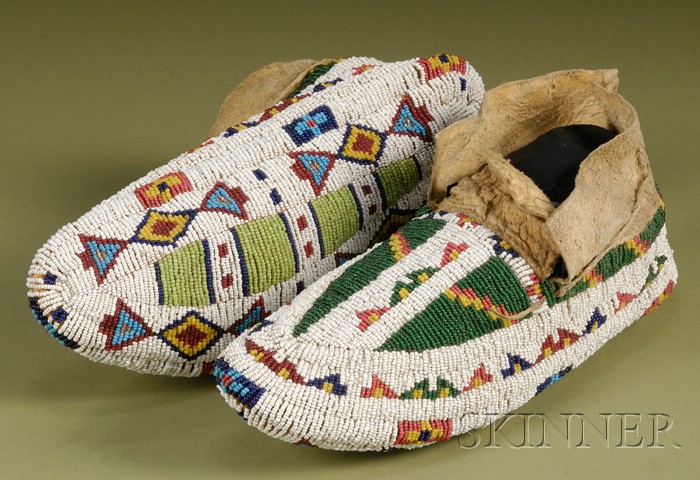 Appraisal: Central Plains Fully Beaded Moccasins Lakota c late th century