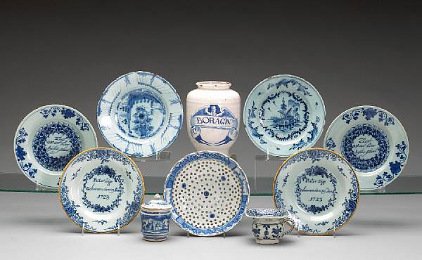 Appraisal: An assembled grouping of Dutch blue and white Delft th