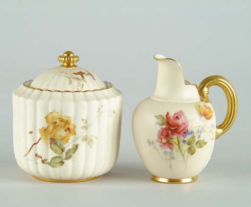 Appraisal: ROYAL WORCESTER COVERED SUGAR AND CREAMER Both with cream background