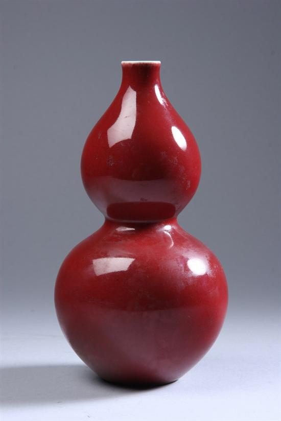 Appraisal: CHINESE COPPER RED PORCELAIN DOUBLE GOURD VASE Guangxu six-character underglazed