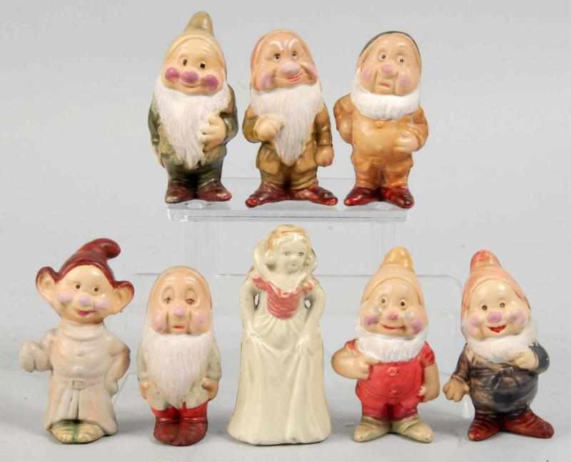 Appraisal: Celluloid Disney Snow White the Dwarfs Set Description Plaster filled