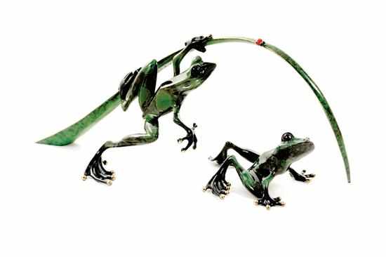 Appraisal: Tim Cotterill ''Frogman'' whimsical frog sculptures British b LADY'S FIRST