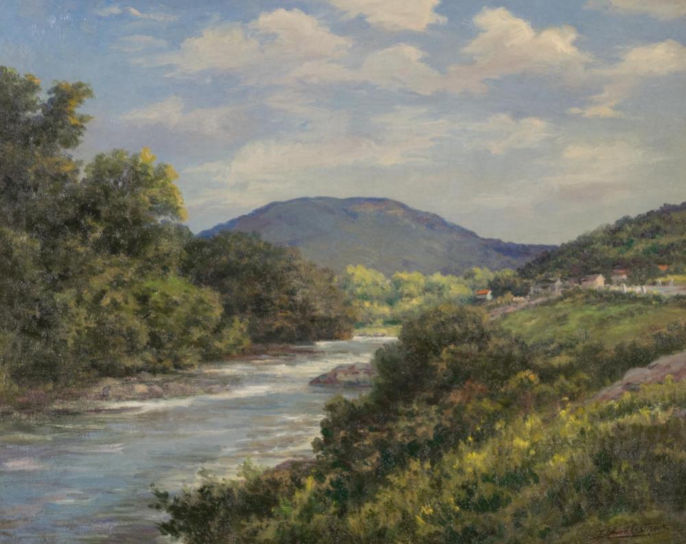 Appraisal: EDMUND OSTHAUS United States Germany - oil on canvas river