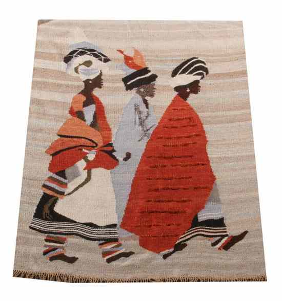 Appraisal: LESOTHO TAPESTRY PANEL ''THREE NKOSA WIVES'' Depicting three women in