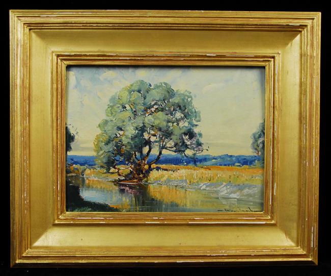 Appraisal: F MORTIMER LAMB American - LANDSCAPE WITH TREES oil on