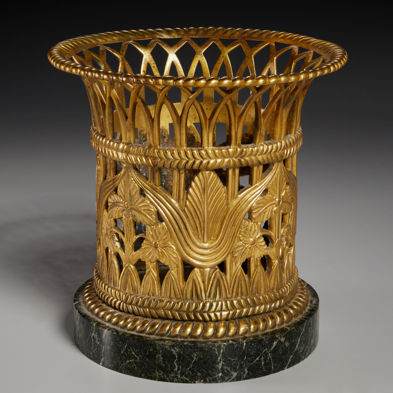 Appraisal: ART DECO GILT BRONZE BASKET-FORM CENTERPIECE c likely France in