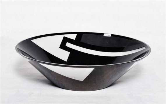 Appraisal: ROSENTHAL BOWL Germany circa Acid-etched glass with black ground Signed