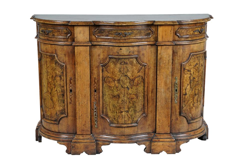 Appraisal: ITALIAN BAROQUE STYLE BURL WALNUT CREDENZA th Century Condition with