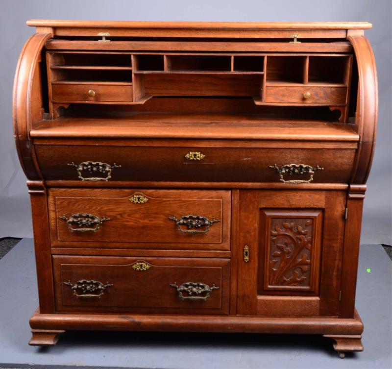 Appraisal: -Piece Roll Top Desk With China Hutch Book Case This