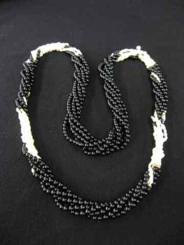 Appraisal: Black Onyx Bead Pearl Necklace six strand '' long