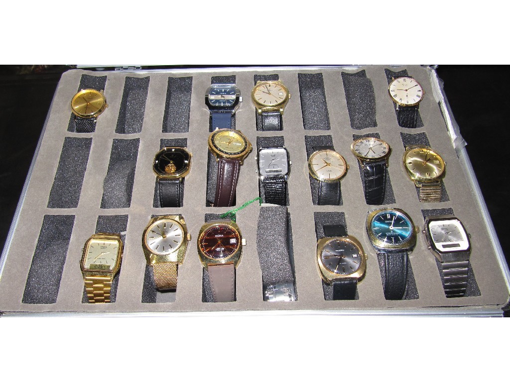 Appraisal: Lot comprising assorted gent's wristwatches in fitted case