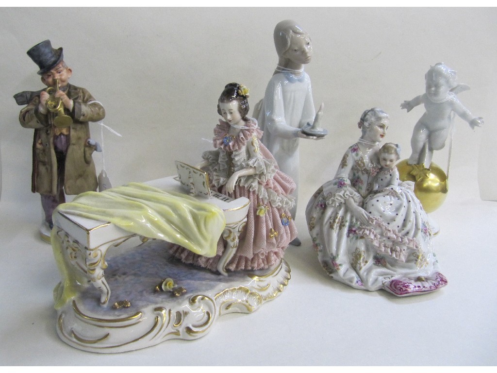 Appraisal: Five assorted figures to include German figure of a woman