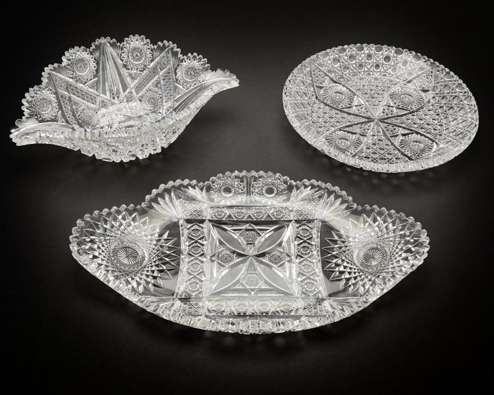 Appraisal: Three American brilliant-cut glass items Late th early th Century