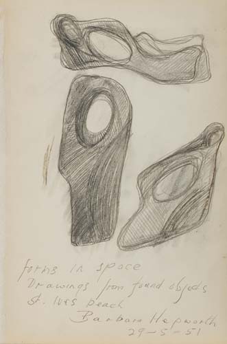 Appraisal: BARBARA HEPWORTH Forms in Space Pencil on cream wove paper