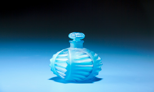 Appraisal: R LALIQUE Perfume bottle Camille electric blue with white patina