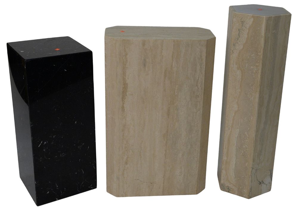 Appraisal: Three Granite Pedestals one with light-up top height inches diameter