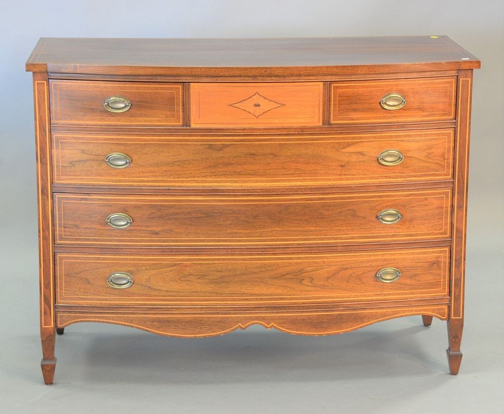 Appraisal: Mahogany inlaid four-drawer chest ht wd Mahogany inlaid four-drawer chest