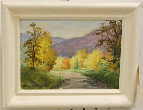 Appraisal: Hazel Kitts Wires oil on board fall landscape with road