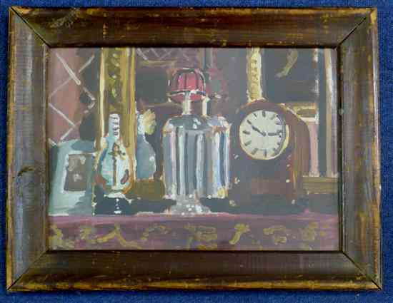 Appraisal: Attributed to Duncan Grant oil on canvasboard Still life of