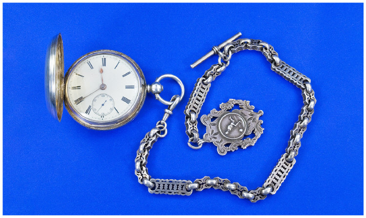 Appraisal: Victorian Silver Full Hunter Pocket Watch and Fancy Albert Chain