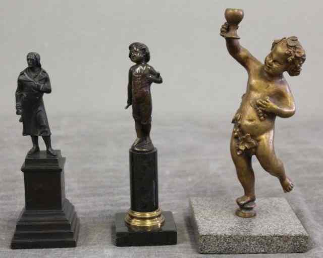 Appraisal: Small Bronzes Including a European Gent European gent on a