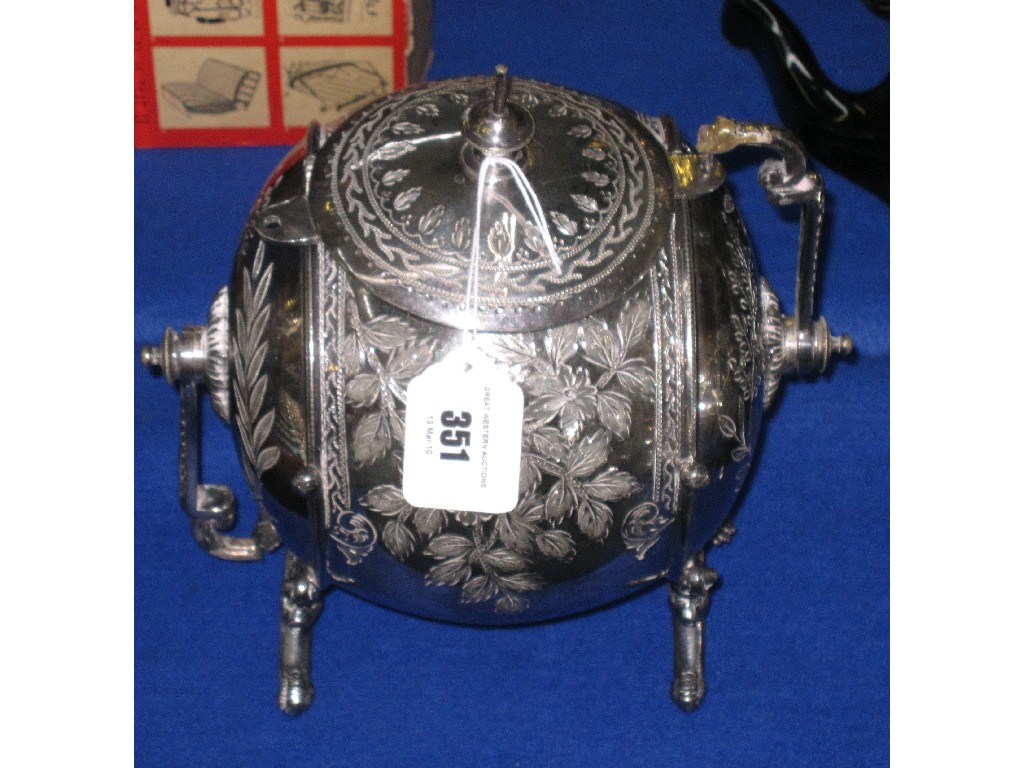 Appraisal: Victorian silver plated biscuit barrel def