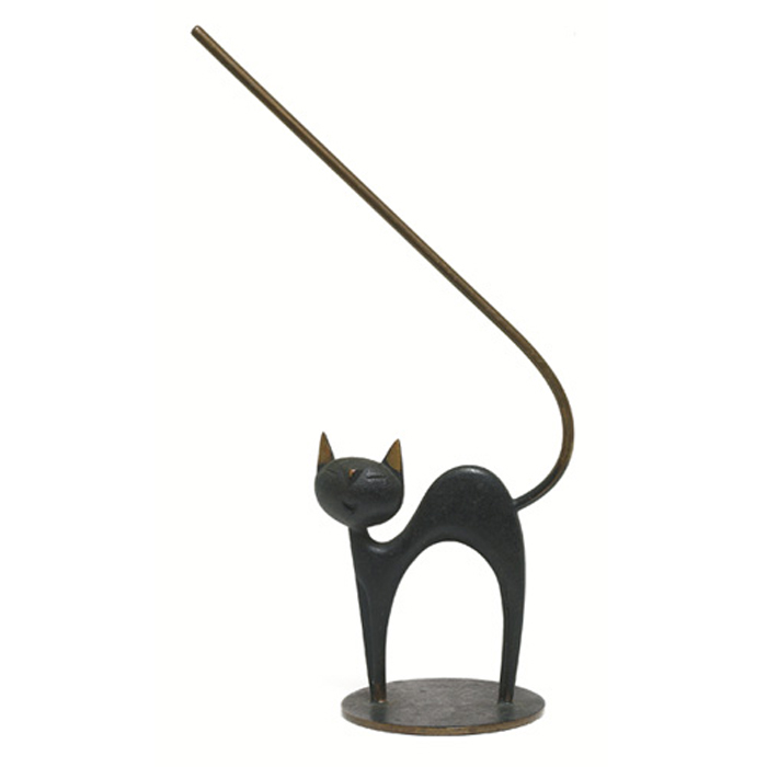 Appraisal: Hagenauer figural bronzed metal cat with long tail original patina