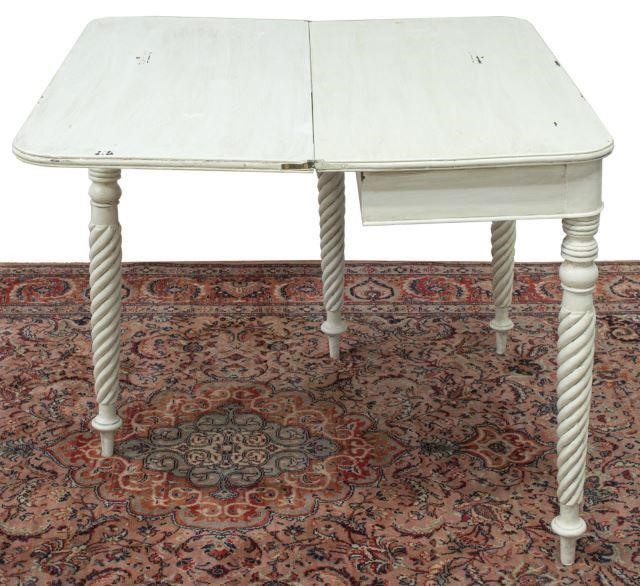 Appraisal: Flip-top card table in a later white painted finish hinged