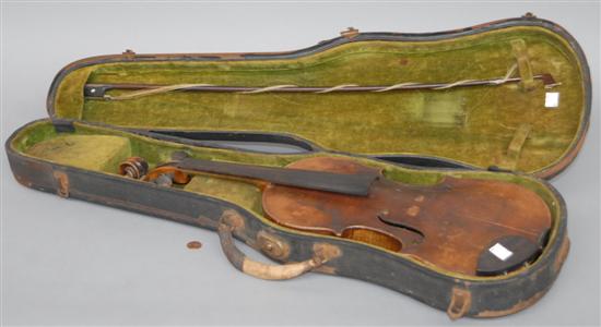 Appraisal: CASED VIOLIN AND BOW