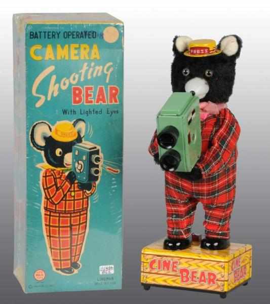 Appraisal: Tin Camera Shooting Bear Battery-Operated Toy Description Japanese Working Made