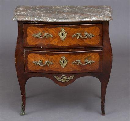 Appraisal: LOUIS XV GILT-METAL-MOUNTED KINGWOOD AND TULIPWOOD COMMODE Of serpentine outline