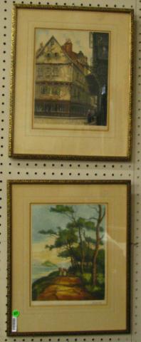 Appraisal: Pair of French Color Etchings Framed one signed DeBoisnay one