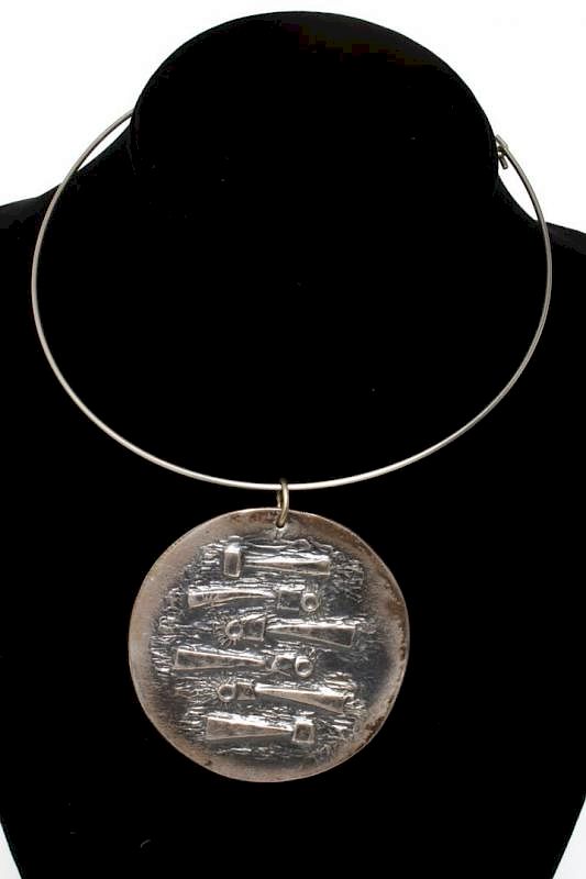 Appraisal: Mid-Century Janos Percz Silvered Bronze Necklace Mid-Century Modern Janos Percz