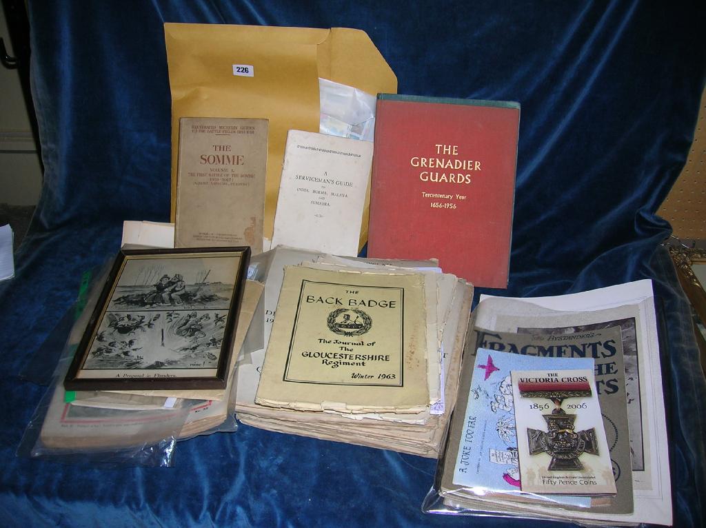 Appraisal: An assorted lot including magazines postage stamps and WWI drawings