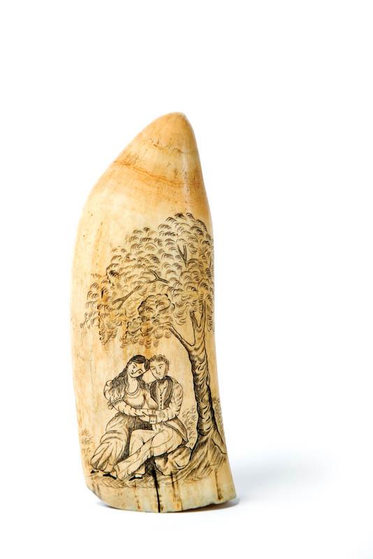 Appraisal: SCRIMSHAW TOOTH American or English th century With a romantic