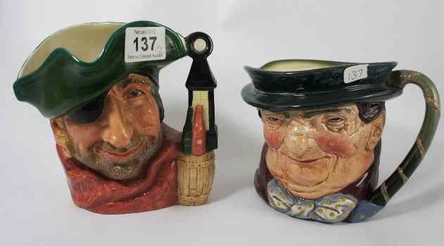 Appraisal: Royal Doulton Large Character Jugs Smuggler D and Tony Weller