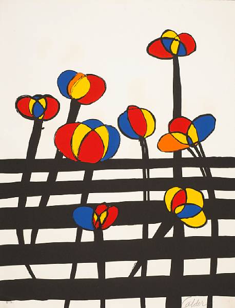 Appraisal: Alexander Calder American - Untitled Flowers s Lithograph printed in