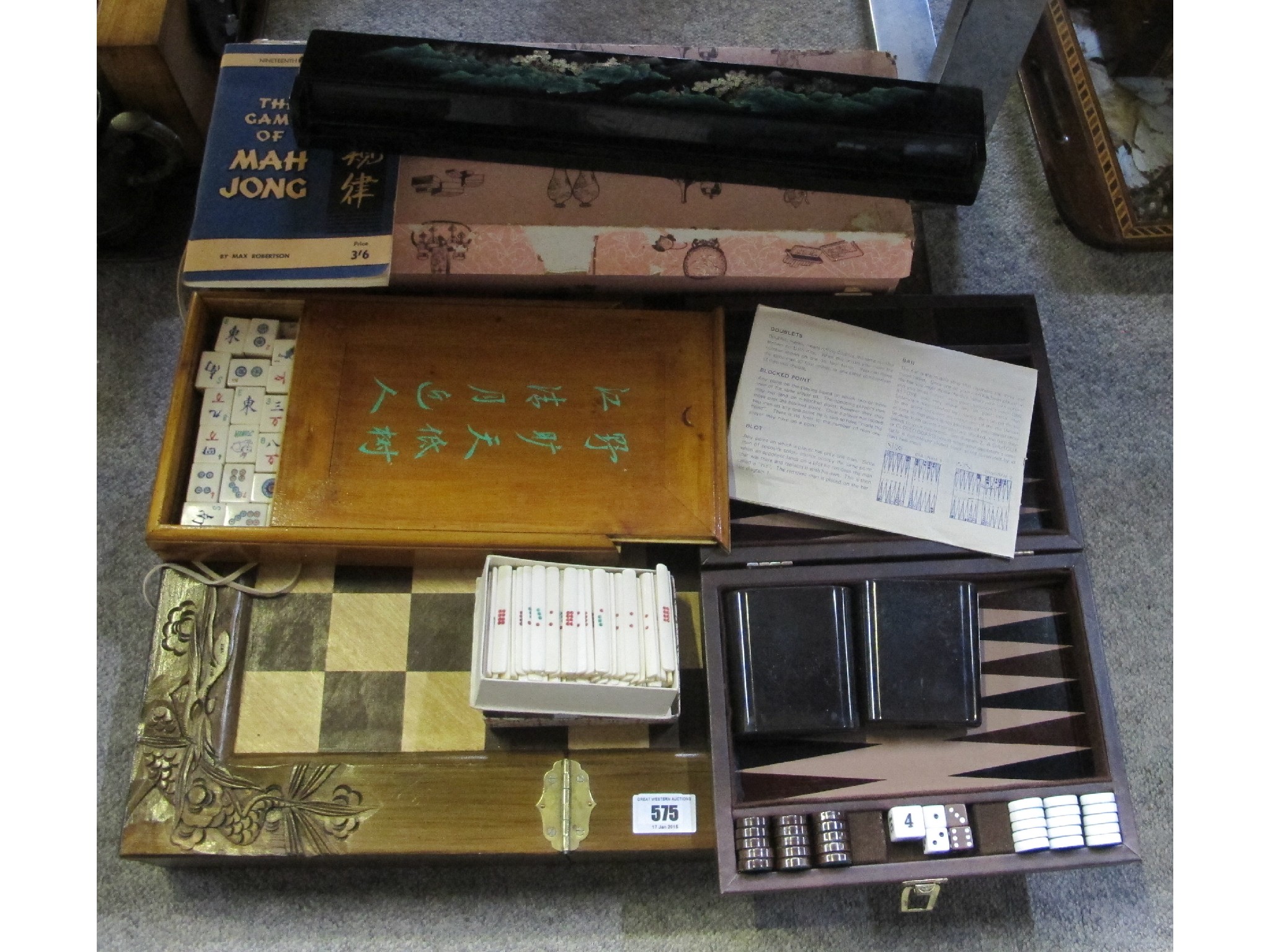 Appraisal: Boxed chess set mahjong set etc