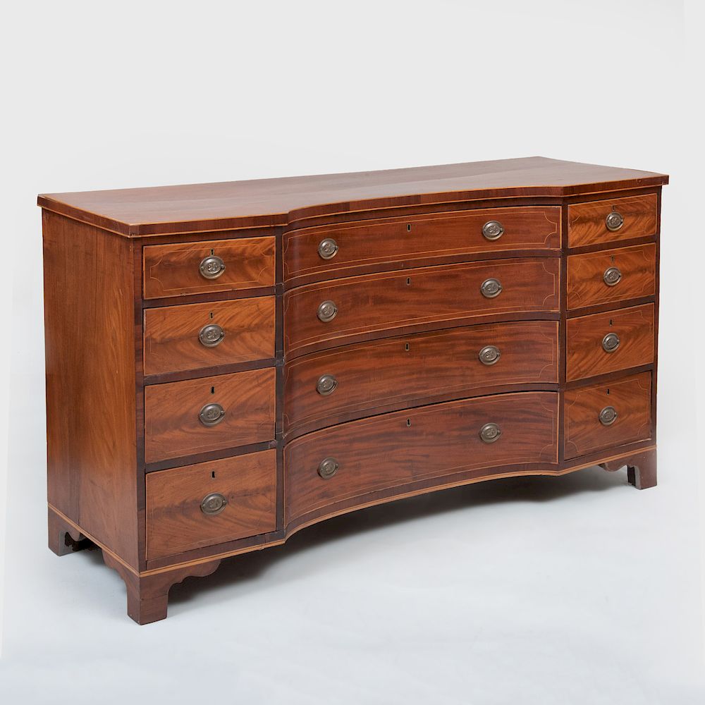 Appraisal: Federal Inlaid Mahogany Concave Dressing Chest New York or Philadelphia