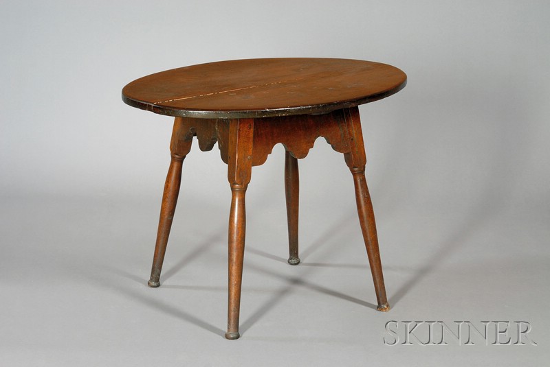 Appraisal: Queen Anne Maple and Pine Splay-leg Oval-top Tea Table New