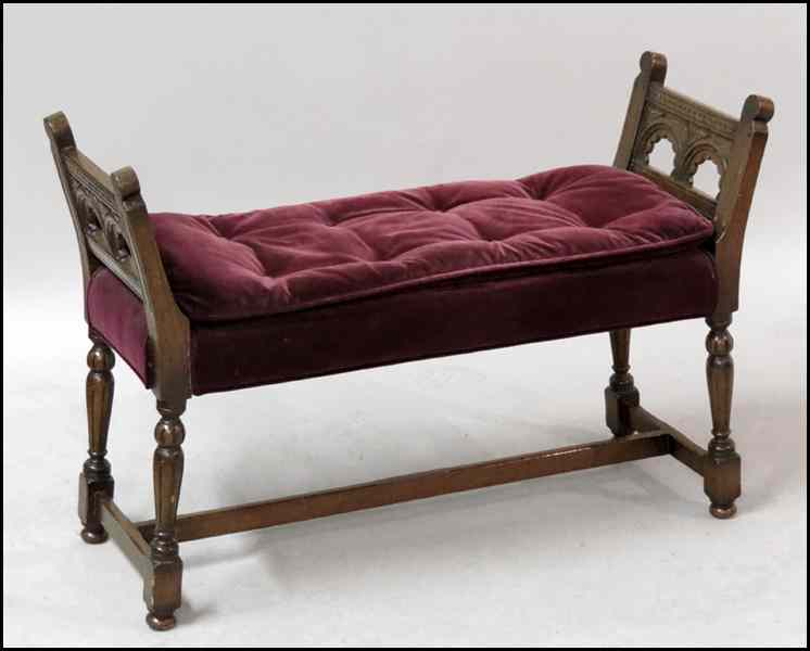 Appraisal: AMERICAN UPHOLSTERED MAHOGANY BENCH H '' W '' D ''