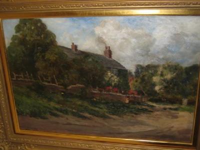 Appraisal: EDITH WRIGHT exh - Cottage at Collingham oil on canvas