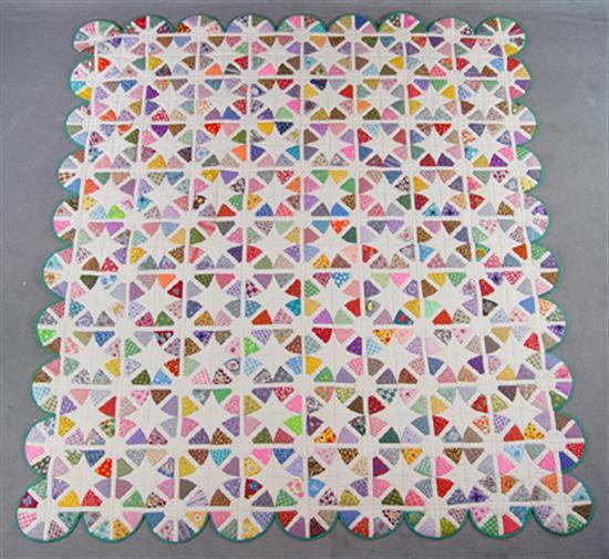 Appraisal: Cotton Patchwork Quilt th Century Pieced circular medallions in multi-color