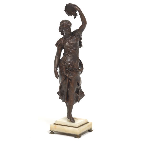 Appraisal: BRONZE DANCING GIRL Cast bronze with brown patina the figure