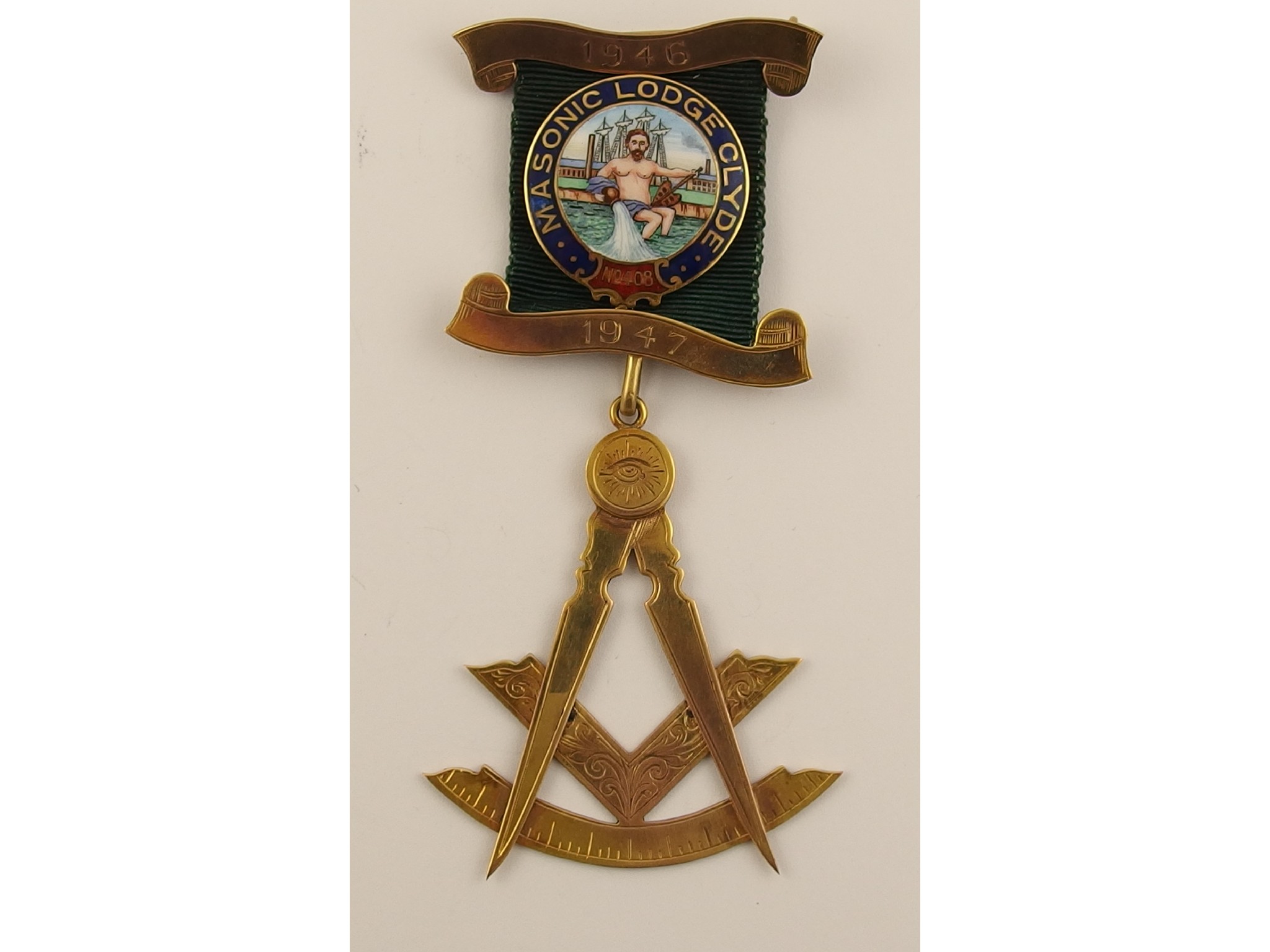 Appraisal: A ct Masonic medallion with an enamelled element dated -