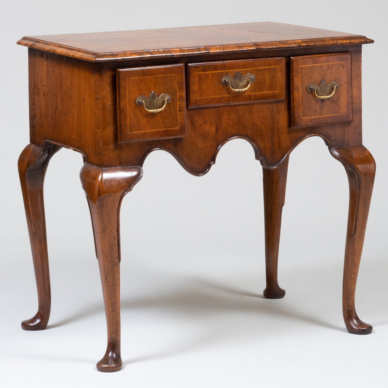 Appraisal: Queen Anne Style Inlaid Walnut Dressing Table x x in