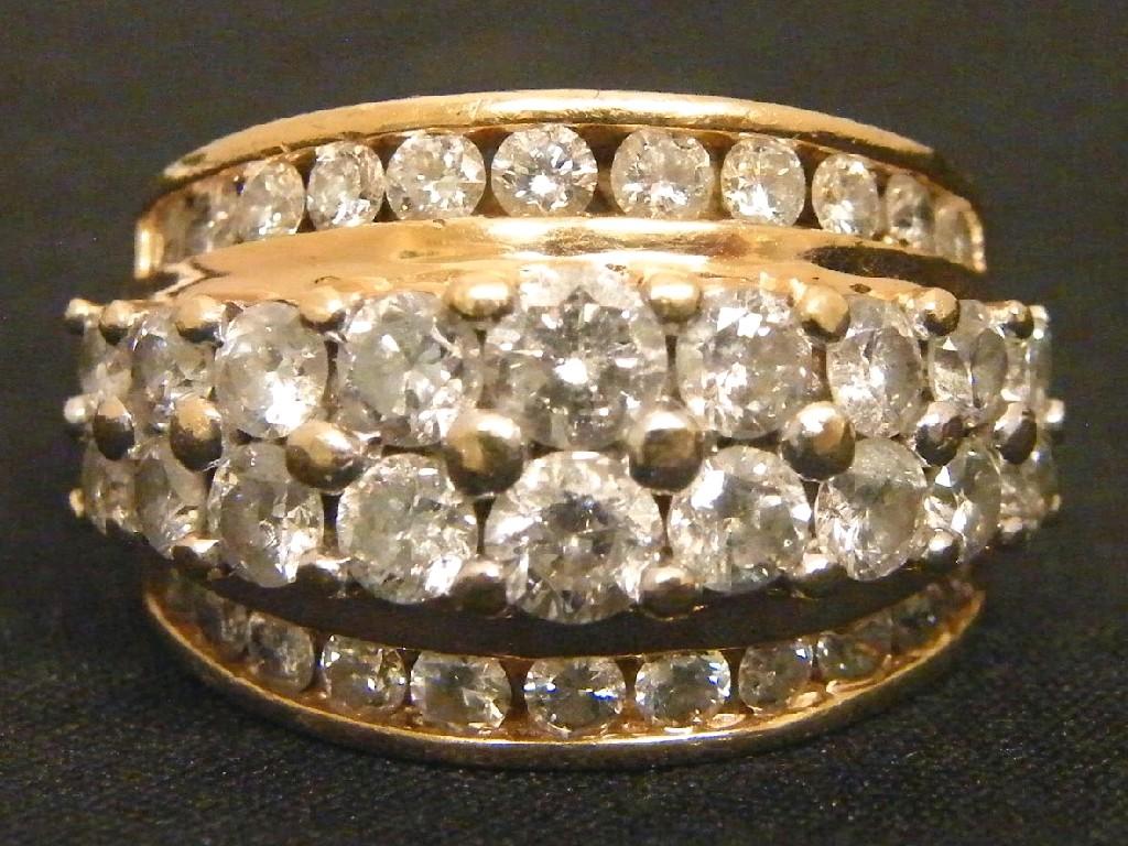 Appraisal: ct dress cluster ring set with four rows of round